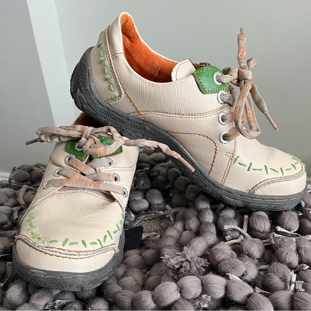 TMA Eyes Original Time Washed Tan Stitch Leather Suede Oxford Germany Shoes 8.5
